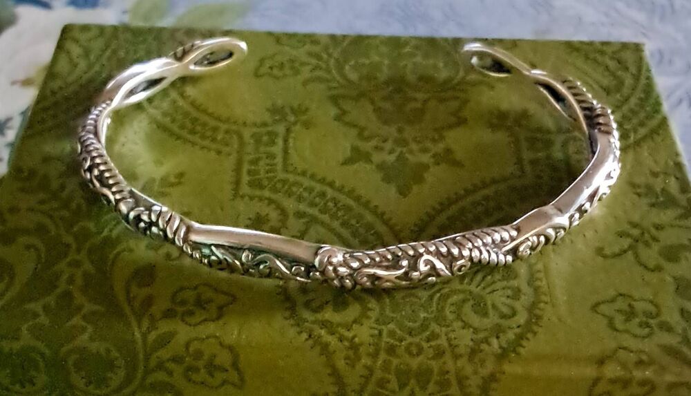 CAROLYN POLLACK Southwestern Sterling Silver 925 Swirl Scroll Cuff Bracelet